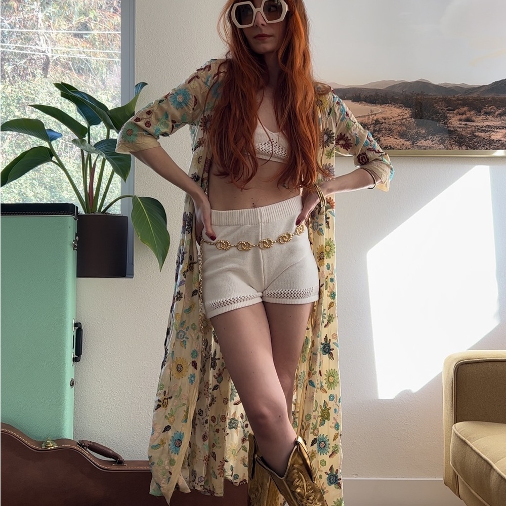 Zara Cream Knit Bralette and Shorts Set - Picture 3 of 12